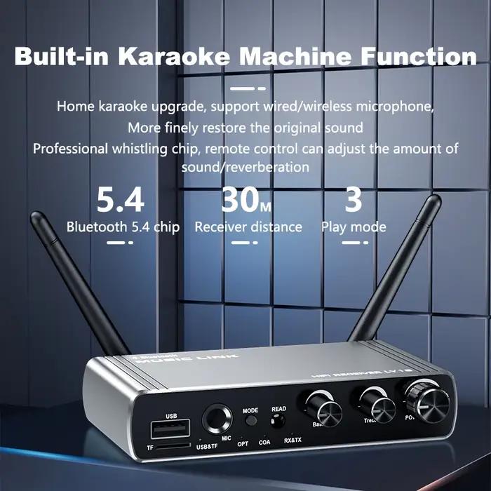 Bluetooth 5.4 récepteur émetteur Support USB u-disk Play adaptateur sans fil AUX 3.5mm Fiber optique