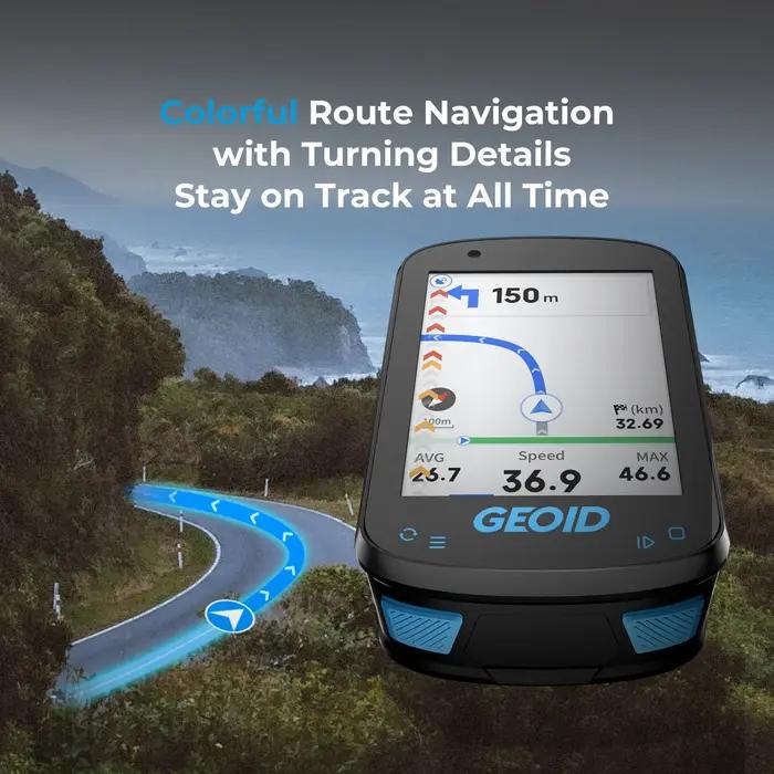 Ordinateur de vélo GPS GEOID navigation intelligente écran couleur odomètre sans fil ANT+ Wi-Fi compteur de vitesse pour cyclisme exploration découverte performance