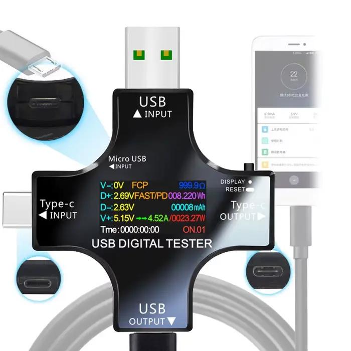 Testeur USB TFT couleur Bluetooth type-c PD voltmètre numérique compteur de courant ampèremètre tens