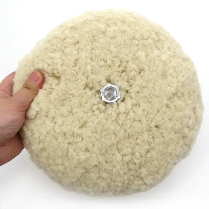 Tampon de polissage 100% laine de 7 pouces, Double face, crochet et boucle de 180mm pour la coupe et
