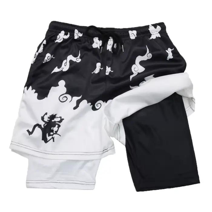 Short de course 2 en 1 imprimé 3D élégant pour hommes, short de performance athlétique avec poches,