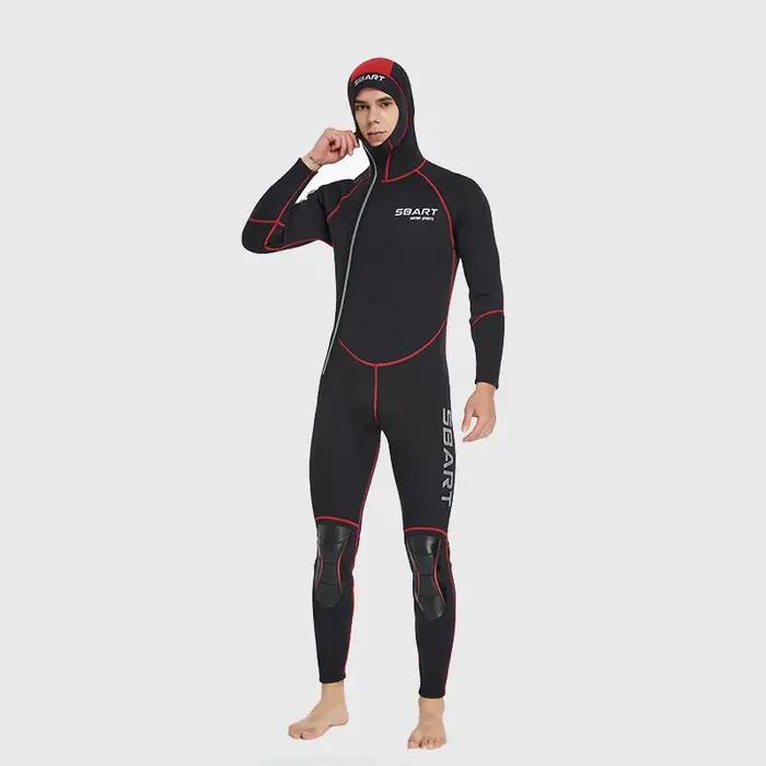 Combinaison de plongée en néoprène à capuche pour homme, maillot de bain une pièce, manches longues,
