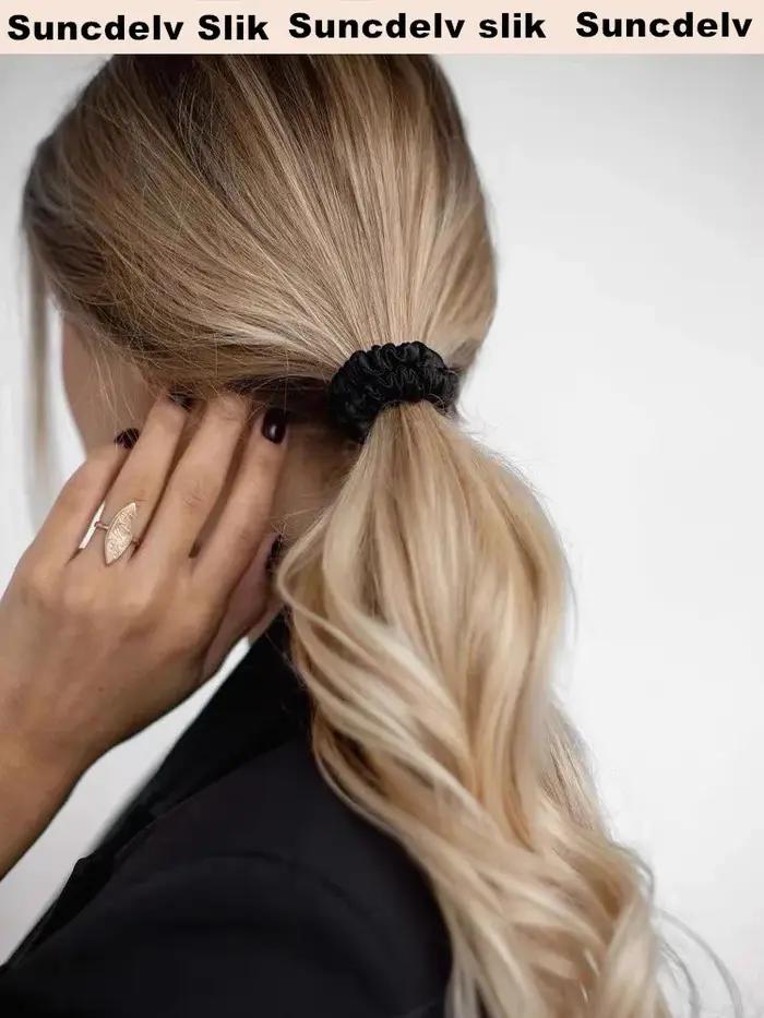 Chouchous pour cheveux 100% soie naturelle, couleur unie, chouchous pour cheveux de haute qualité (2