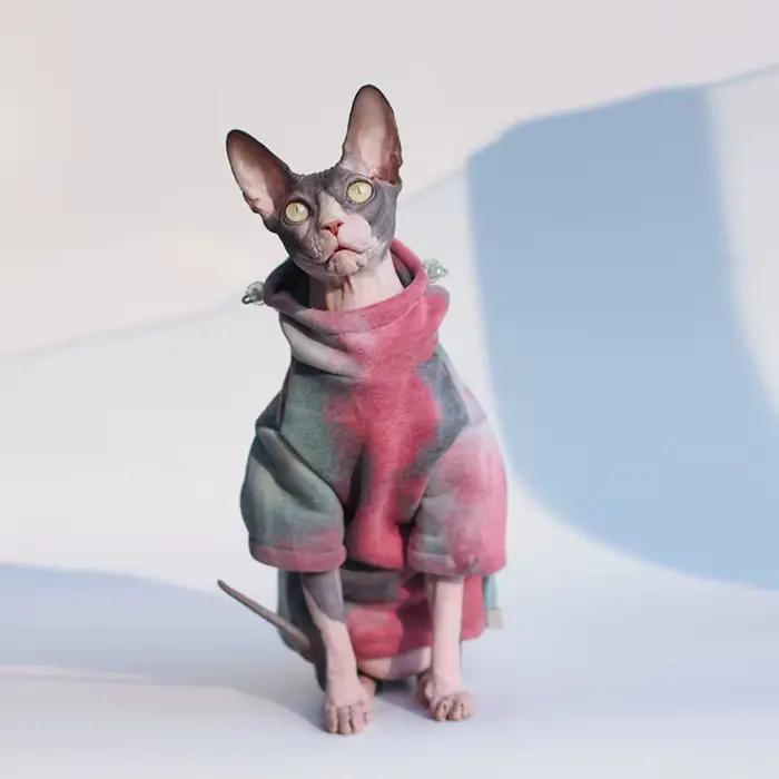 DUOMASUMI Sphynx vêtements pour chat sans poils Devon Rex vêtements automne hiver doublé polaire cha