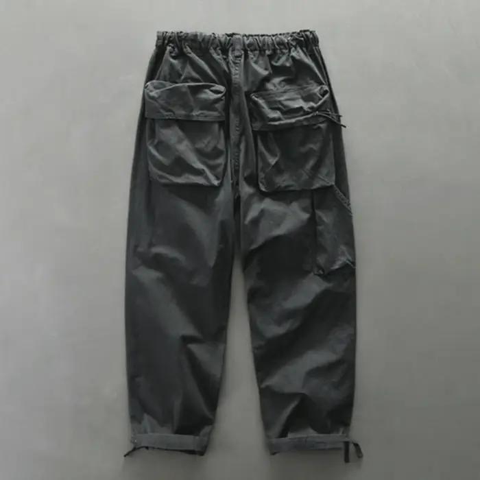 Pantalon Cargo ample 100% coton pour hommes, décontracté, grandes poches, Vintage, jogging, Streetwe