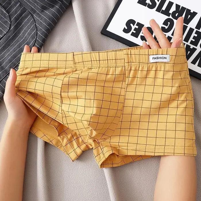 Sous-vêtements pour hommes respirant ample taille moyenne Sexy Plaid Homewear culottes coton confortable Boxer Shorts élastiques hommes caleçons