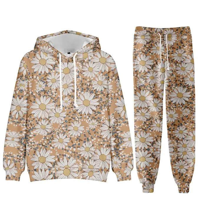 Survêtement Floral Chic Et Élégant Pour Femme Tenue De Sport Amusante Salon Jogging Respirant Occasions Spéciales