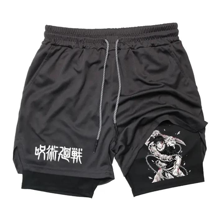Short de Sport Anime Toji Imprimé Homme - GYM Entraînement Course Maille 2 en 1