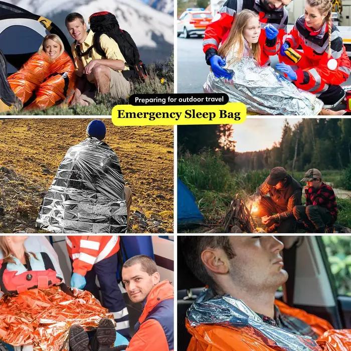 Sac de couchage de survie d'urgence Portable et étanche, équipement de Camping Edc en plein air, sac