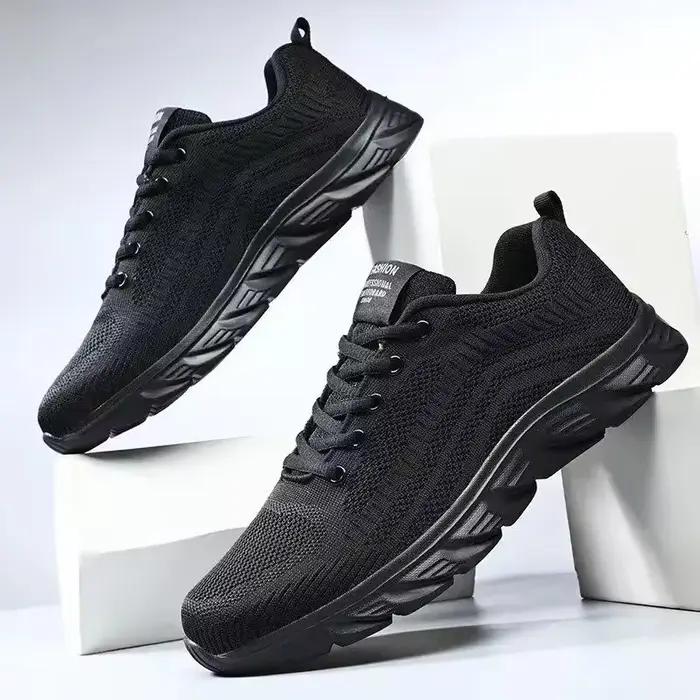 Chaussures de sport en maille respirante à lacets pour hommes, baskets décontractées, course à pied,