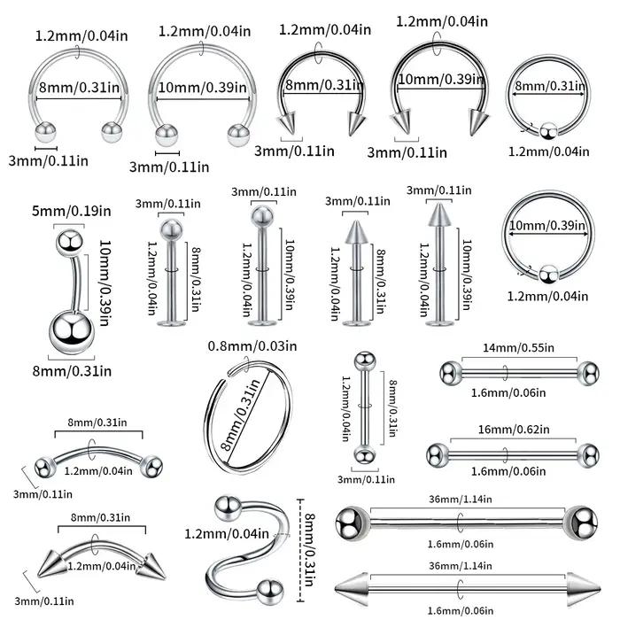 100 pièces Lot anneau de nez en acier chirurgical cerceau narine Piercing Septum anneau fer à cheval