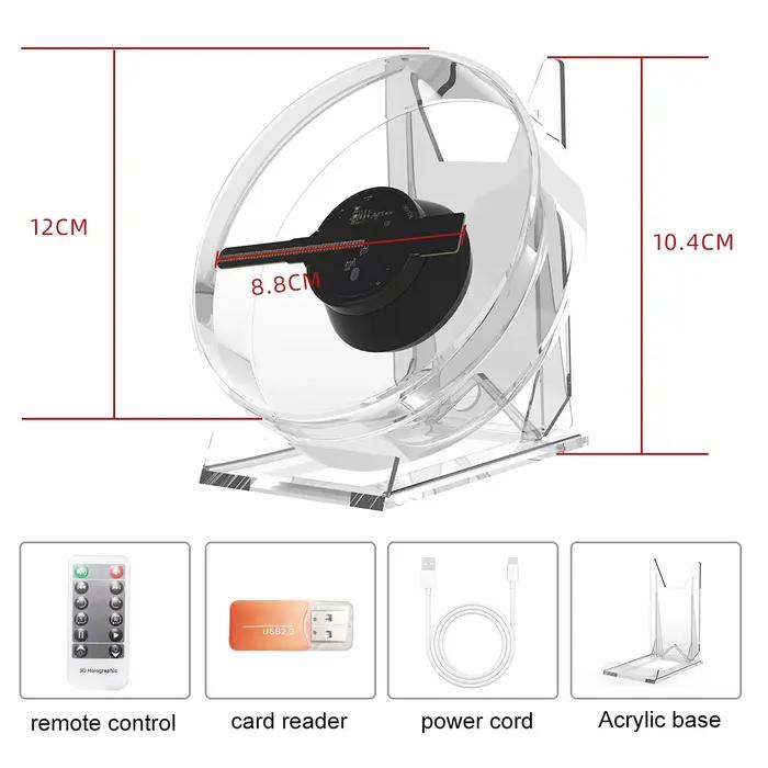 Projecteur d'hologramme 3D, affichage publicitaire, ventilateur, lecteur vidéo, œil nu, HD, LED, per
