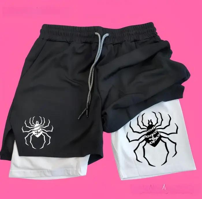 Short de sport décontracté 2 en 1 pour hommes et femmes, short d'anime Spider Gym HxH, short de Fitn
