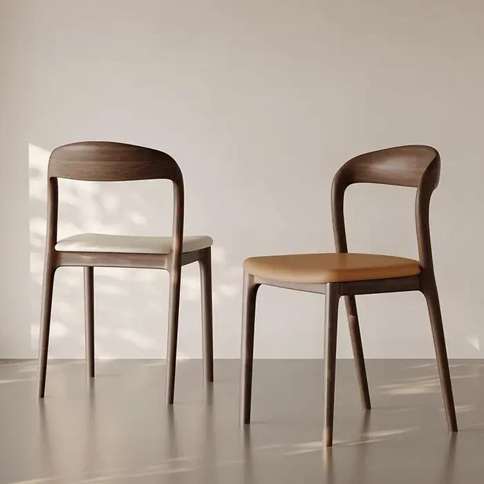 Chaise de bureau en bois massif italien, chaise de salle à manger de cuisine, dossier de loisirs, me