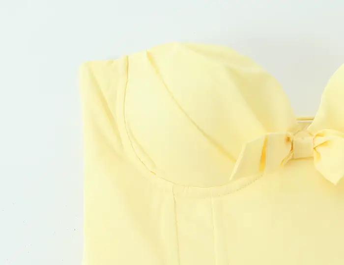 3 couleurs Sexy fil poitrine désossage taille mince longue robe sans bretelles femmes croix laçage d