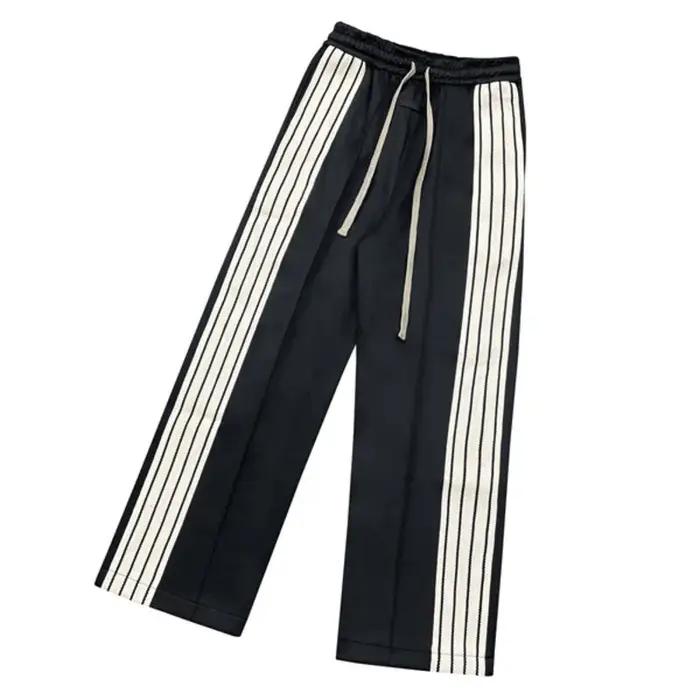 HKSH printemps automne nouveau homme marée Style américain rayé Patchwork droit décontracté pantalon à jambes larges cor
