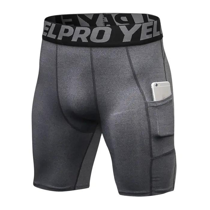 Short de compression homme course poche séchage rapide entraînement fitness sport