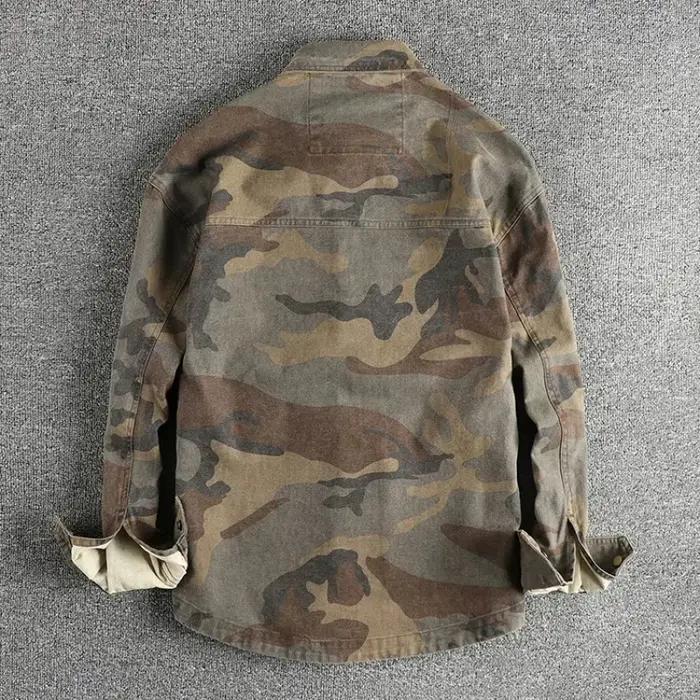 Chemise cargo tissée à la voile de perles de coton, conception de poche tridimensionnelle, éventail