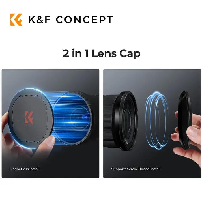 K & F Concept – capuchon d'objectif de caméra magnétique en métal, convient uniquement aux filtres m