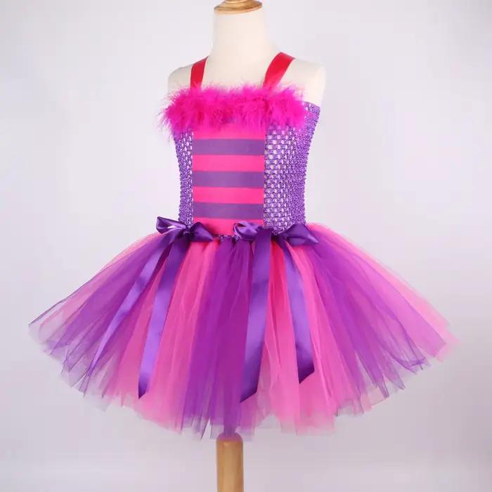 Costumes de chat de Cheshiree rose violet pour bébés filles, robe Tutu fantaisie d'animaux pour enfa