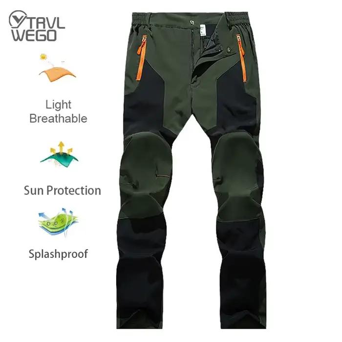 Pantalon randonnée homme TRVLWEGO été respirant - Pantalon camping séchage rapide résistant UV élastique