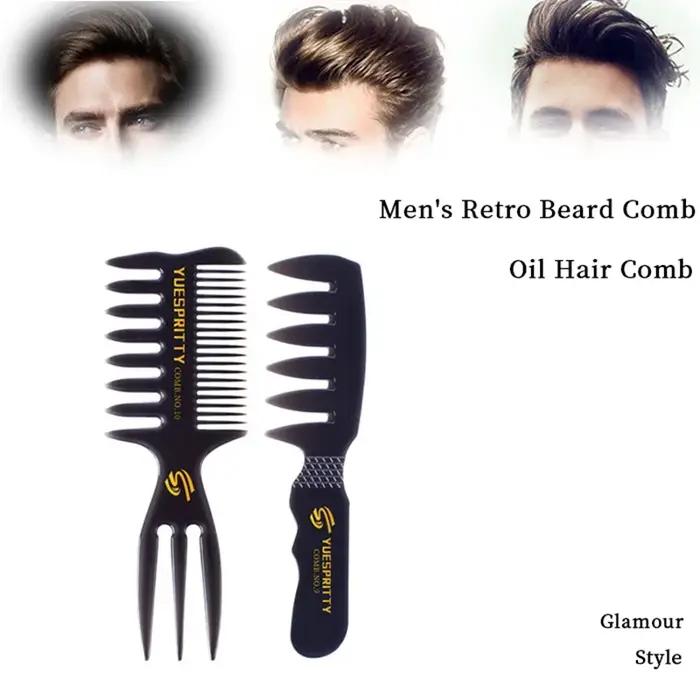 Peigne anti-rides à dents larges en plastique, peigne à friser antistatique, coiffure pour hommes, s