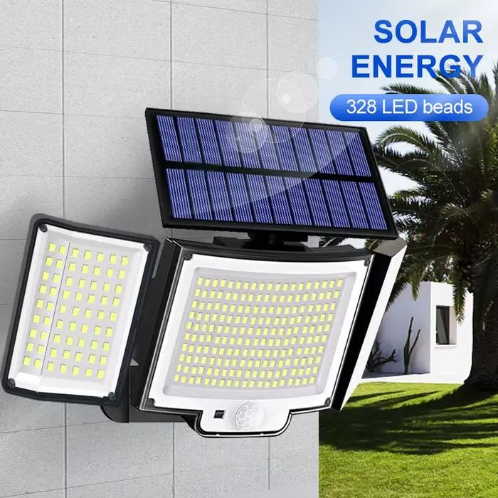 Lampes solaires étanches avec détecteur de mouvement pour jardin, projecteurs de sécurité, extérieur