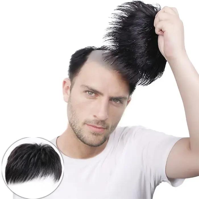 Perruque pour hommes, patch pour cheveux, couverture de calvitie du front, cheveux blancs, fibre syn