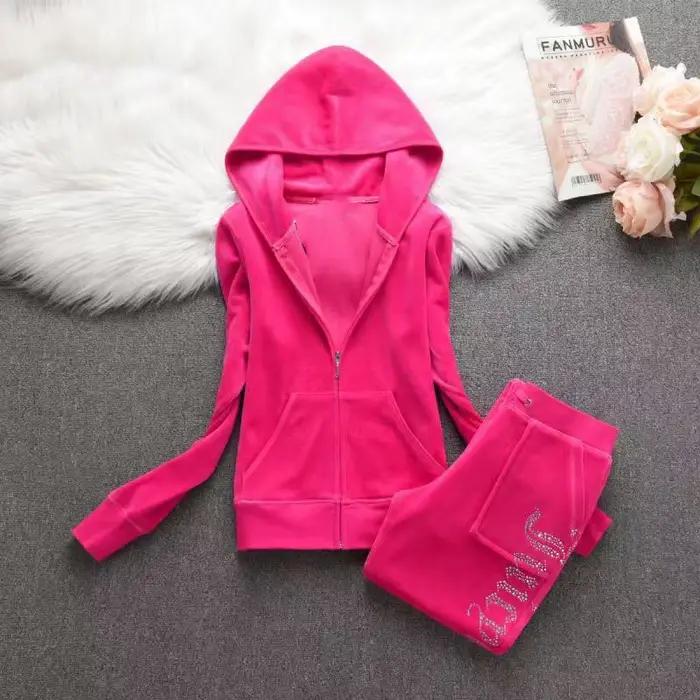 Ensemble de survêtement en velours uni pour femmes, automne-hiver 2025, sweat-shirt et pantalon pour