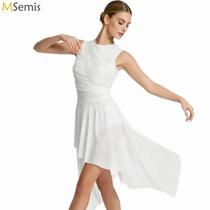 Robe Justaucorps de Danse Classique Brillante Strass pour Femmes Patinage Artistique Occasions Spéciales
