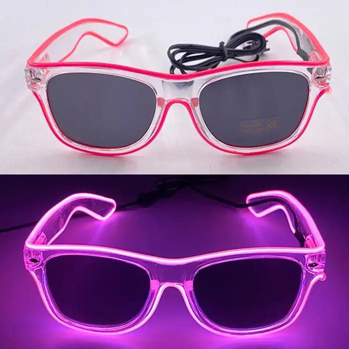 Lunettes lumineuses Led néon pour fête, fil EL, lunettes de soleil scintillantes, nouveauté, cadeau