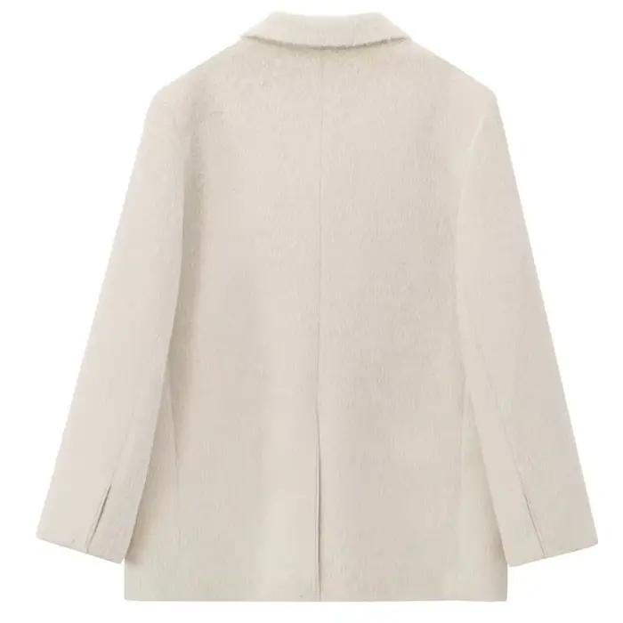 HXAO 2025 femmes Blazer fausse fourrure manteaux vêtements d'extérieur femme printemps vestes blanc