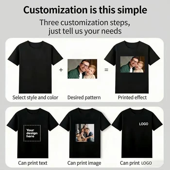 T-shirt personnalisé en coton uni pour quotidien, loisirs, anniversaires et sport