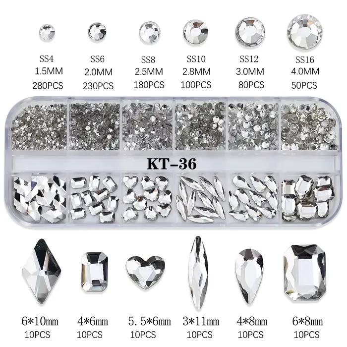 12 grilles rose mixte ongles strass luxe ongles breloques paillettes cristal bijoux gemmes Nail Art