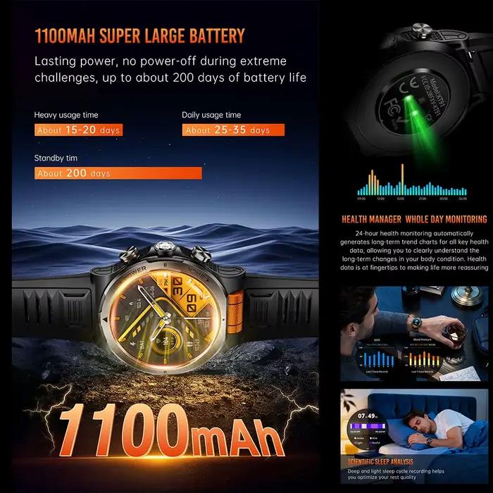 Montre de Sport Intelligente avec Surveillance de Santé et Plus de 100 Modes Activités Occasions Spéciales Exercices Physiques Entrainements Fitness