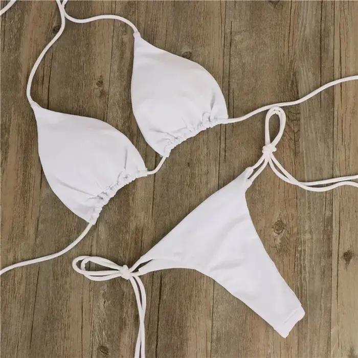Maillot de bain femme sexy à lacets triangle réglable pour plage et bain sans armatures