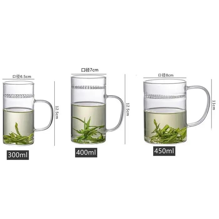 Tasse à thé vert en verre résistant à la chaleur avec filtre en croissant, tasse à thé domestique, f