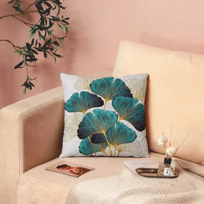 Taie d'oreiller imprimée feuilles de Ginkgo, 1 pièce, Design en peluche doux et confortable pour un