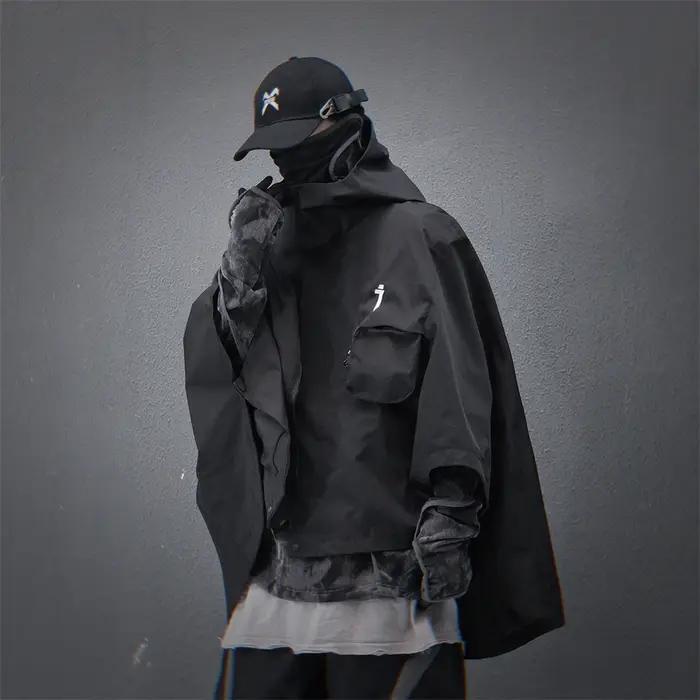 Techwear-Veste à Capuche Fonctionnelle pour Homme, Coupe-Vent Vintage, Streetwear, Hip Hop, Harajuku