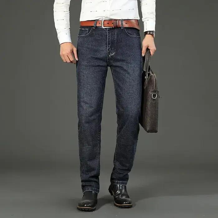 Wthinlee nouveau jean pour hommes d'affaires décontracté droit Stretch mode classique bleu noir trav