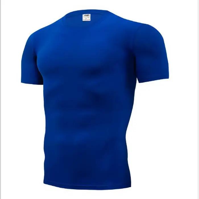 T-shirts compression hommes football - Maillot séchage rapide vêtements serrés respirants manches courtes
