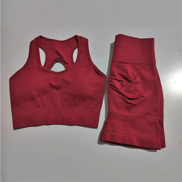 Ensemble de yoga sans couture pour femmes, soutien-gorge de sport sexy, costume short de sport taill