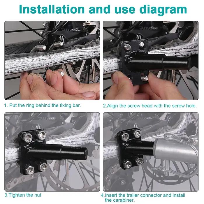 Coupleur d'attelage de remorque de vélo pour enfants facile à installer compatible avec la plupart des vélos occasions familiales