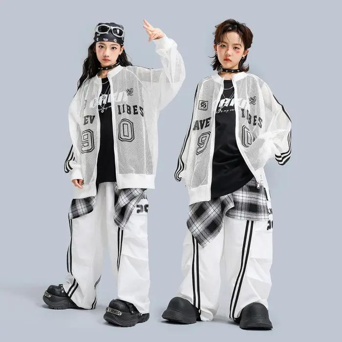 Enfants garçons filles Streetwear Hiphop maille Baseball veste pantalon ensembles enfants manteau pa