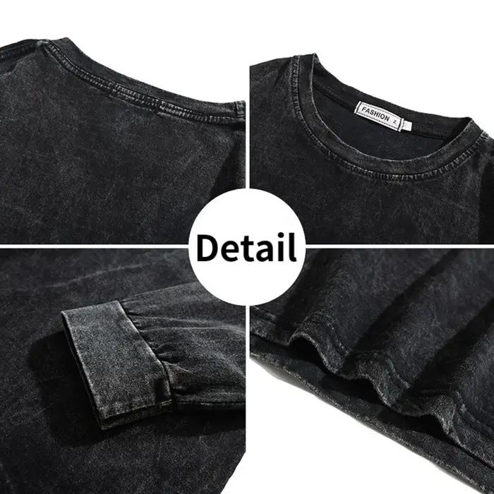 T-shirt rétro américain pour hommes et femmes, surdimensionné, ample, à manches longues, Vintage, Hi