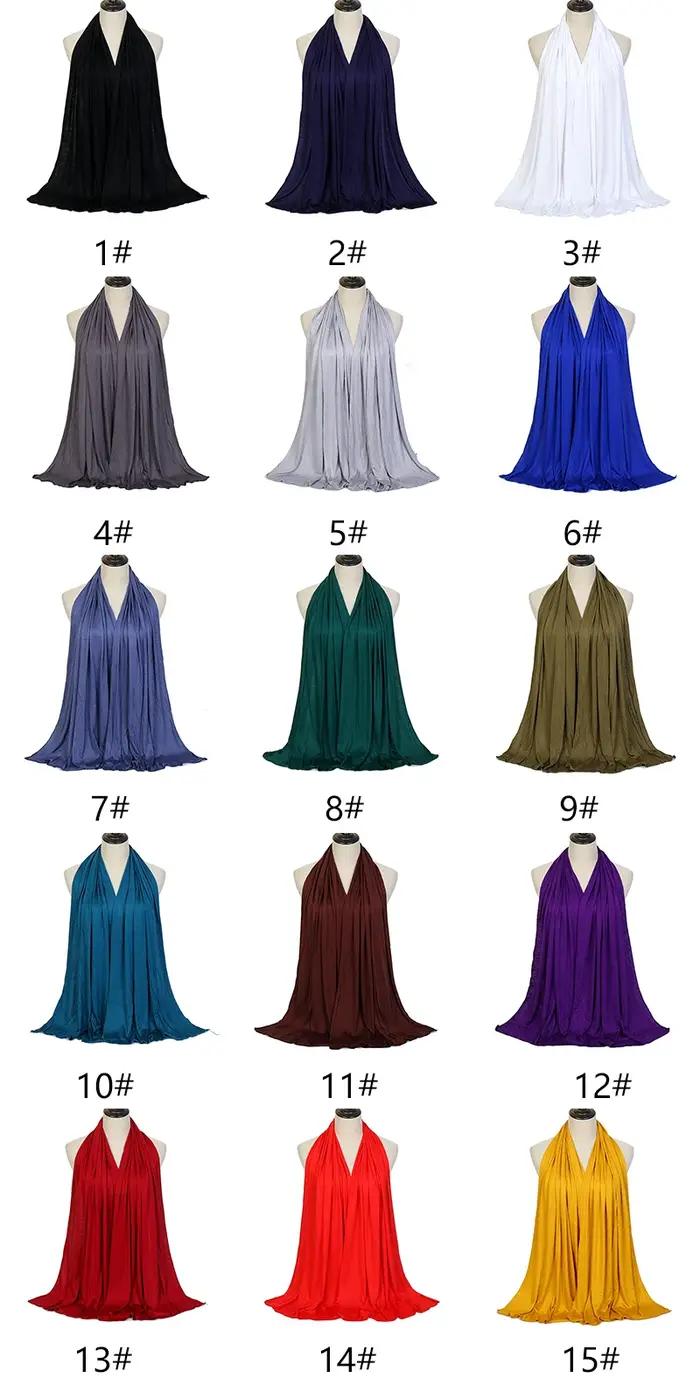 Écharpe Hijab en Jersey de coton Modal de qualité supérieure, châle musulman Long, Turban doux uni,