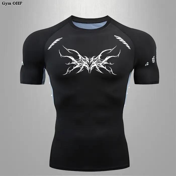 Homme Compression t-shirt salle de sport Fitness entraînement course séchage rapide chemise de sport