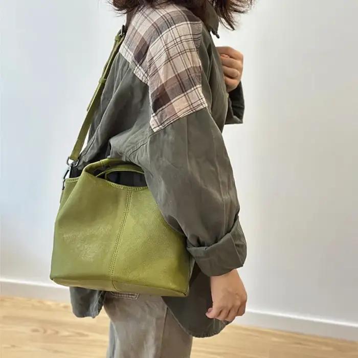Sac à main pour femme Johnature 2026 Automne Nouveau en cuir véritable Sac rétro en cuir de vache so