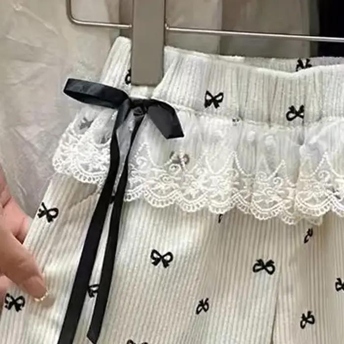 Pantalon de printemps pour bébé fille, ample, dentelle épissée, tout imprimé, pantalon droit pour en
