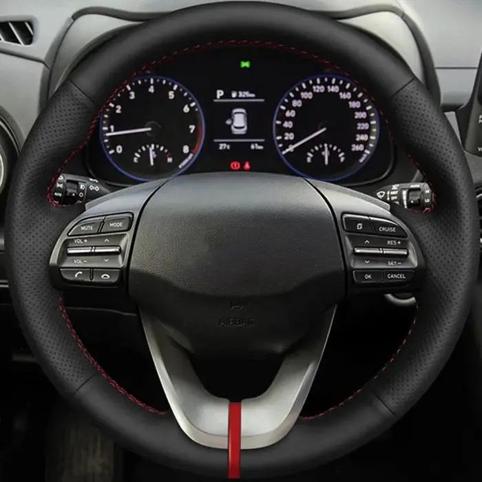 Juste de volant en similicuir noir pour Hyundai Veloster, accessoires de voiture bricolage, 2019-202